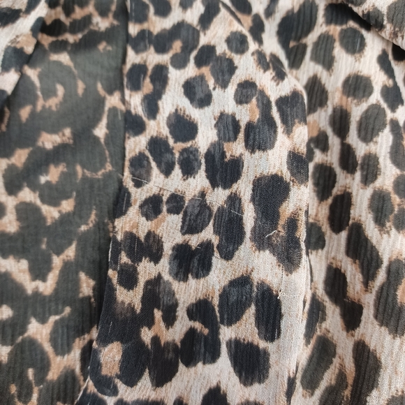 Paige Women Vittoria Silk Mini Dress Button Front Tie Waist In Natural Leopard - Picture 6 of 16